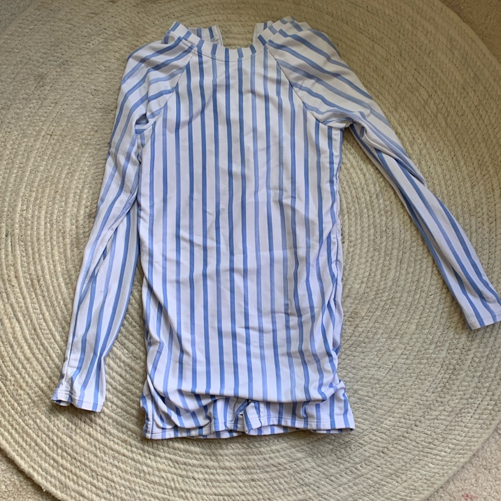 Minnow swim bohemian blue stripe rash guard one piece